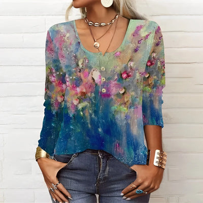 Femmes T-Shirt Décontracté | Imprimé Floral Manches Longues