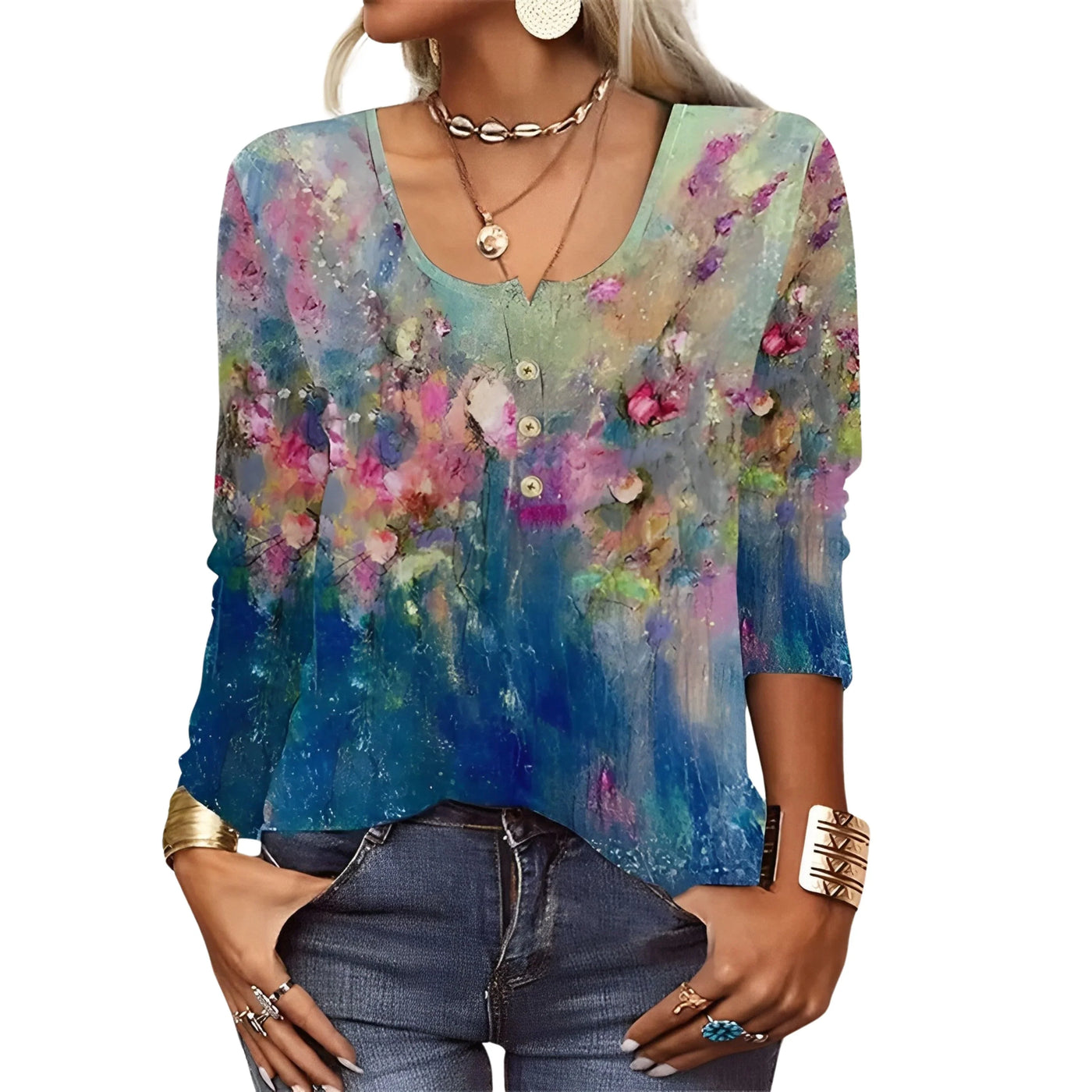 Femmes T-Shirt Décontracté | Imprimé Floral Manches Longues